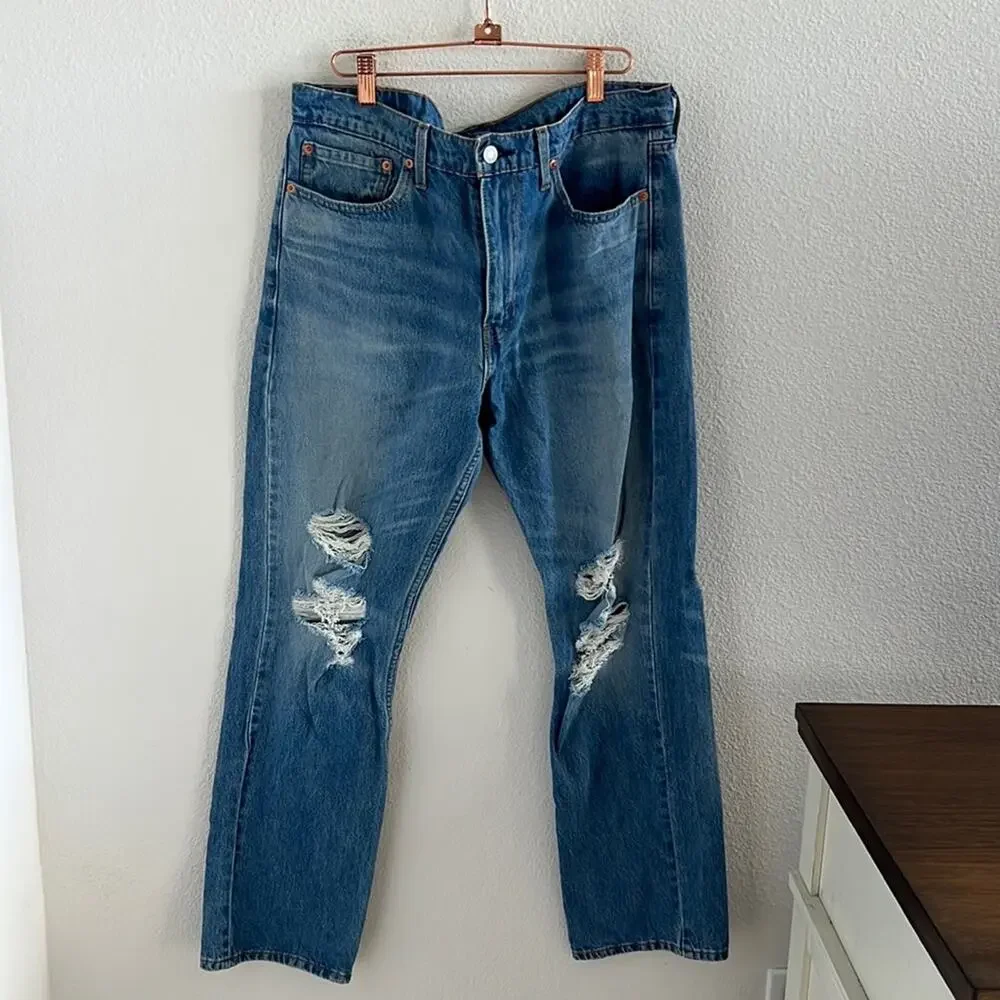 Levi's 513 Slim Straight Denim Jeans Distressed Men's 34 X 30